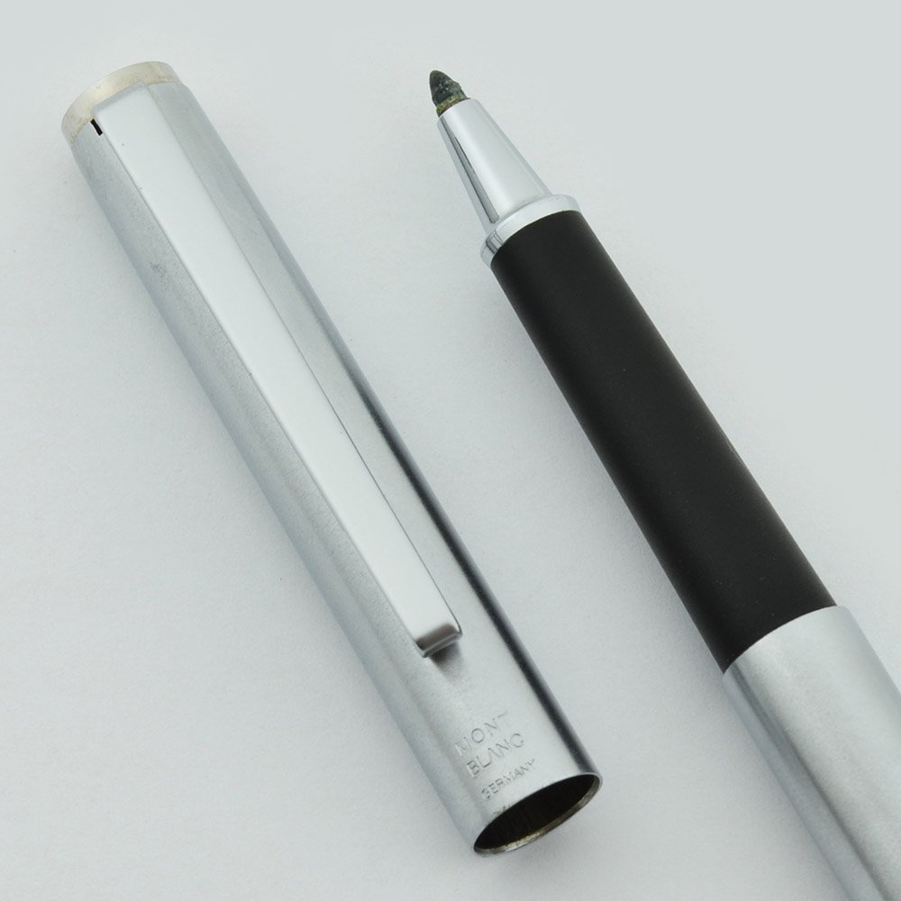【廃盤品】Montblanc Noblesse Slimlineボールペンレトロ Montblanc Noblesse Slimline Rollerball Pen - Fogged Chrome